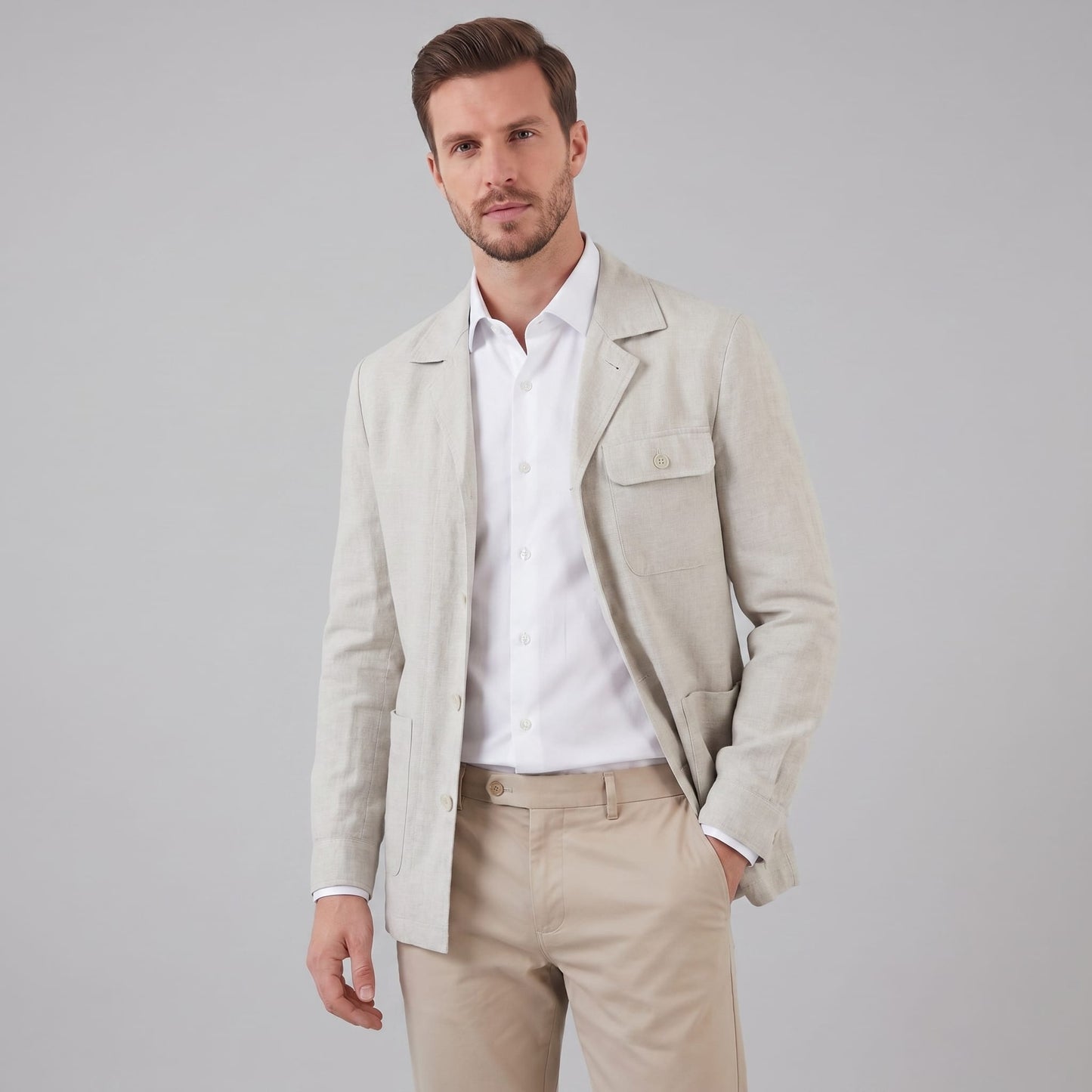 Herren Leinenjacke mit Reverskragen | Udo_6
