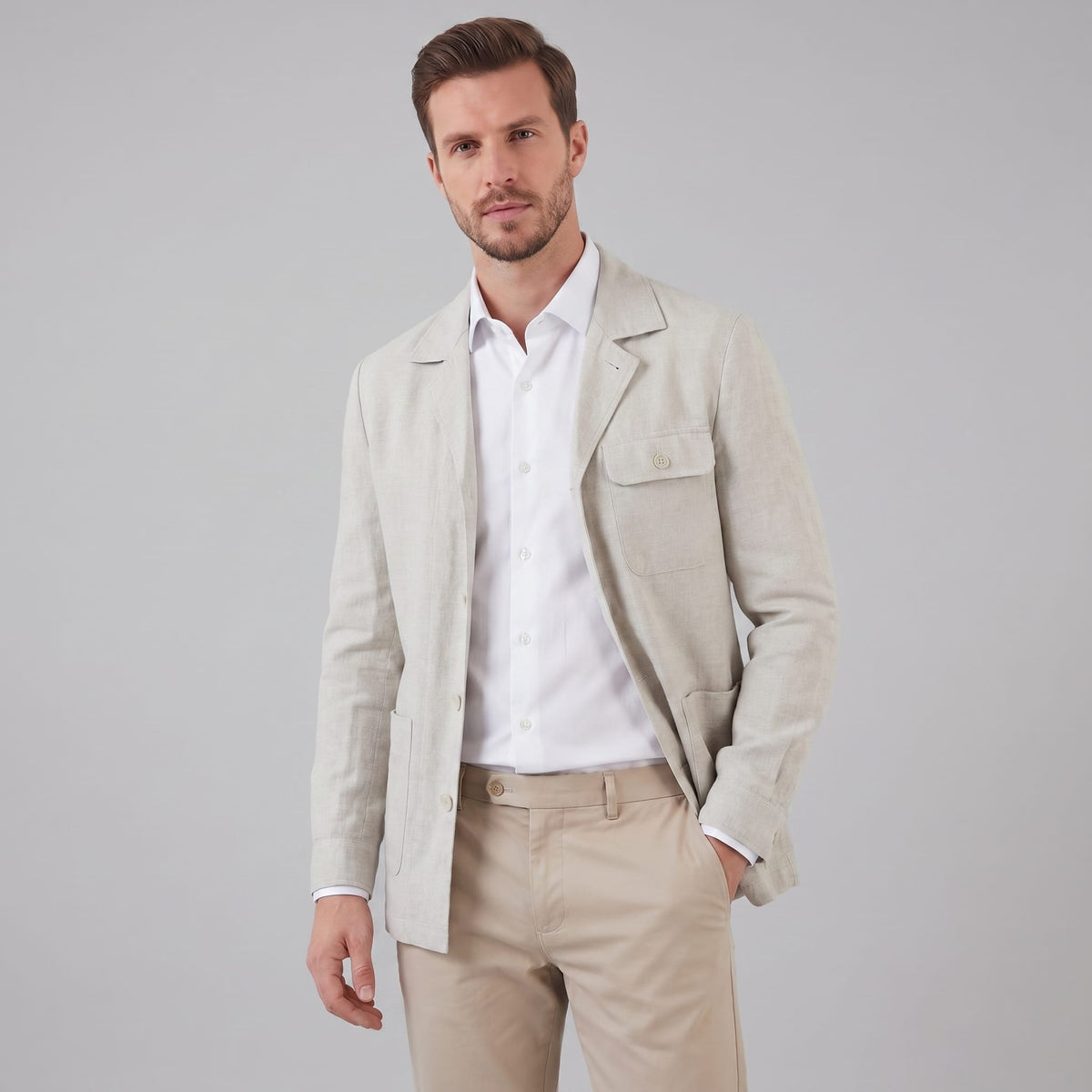 Herren Leinenjacke mit Reverskragen | Udo