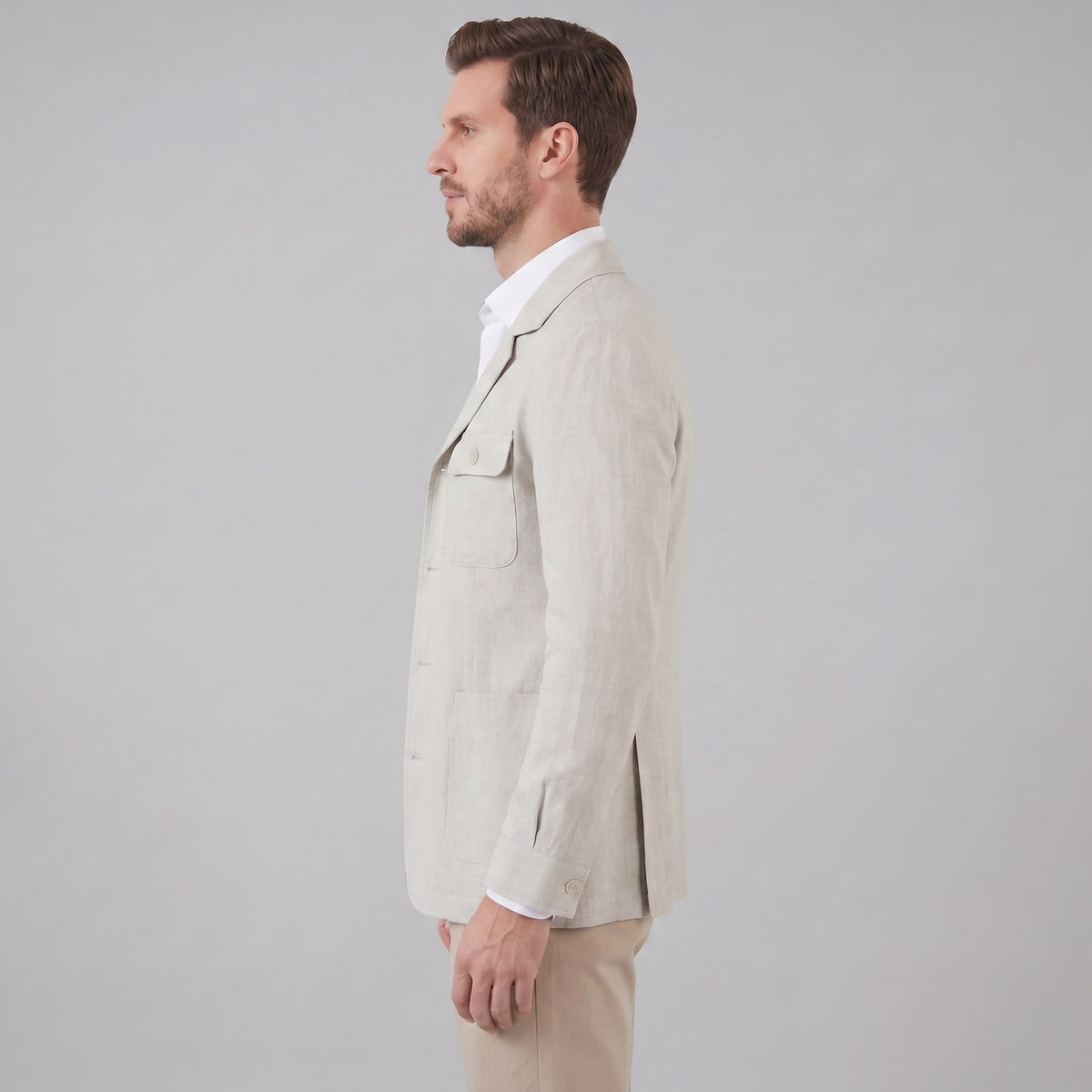 Herren Leinenjacke mit Reverskragen | Udo_7