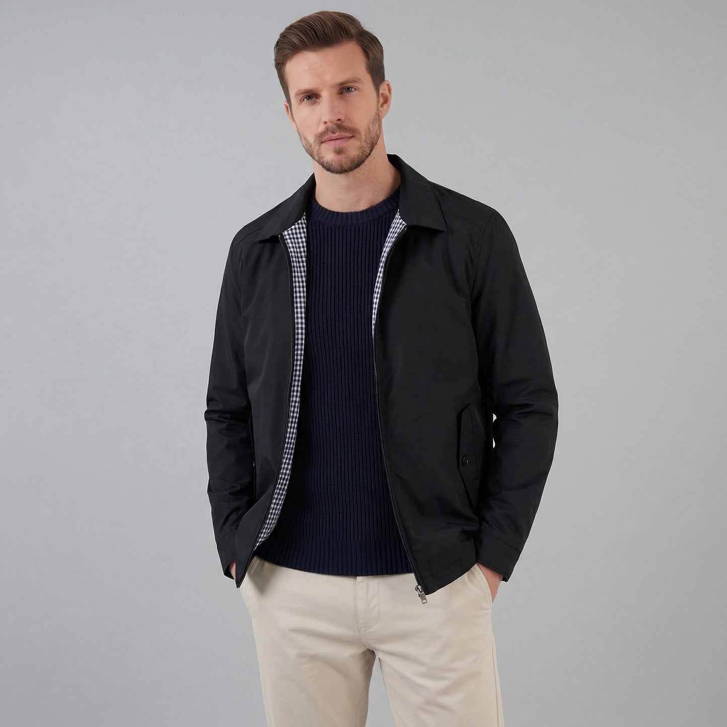 Herren Blouson mit Hemdkragen und Karofutter | Arnold_10