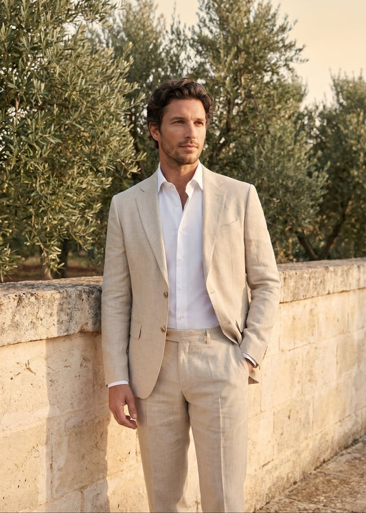 Herren Leinenanzug Zweiteiler Beige | Balthasar_1