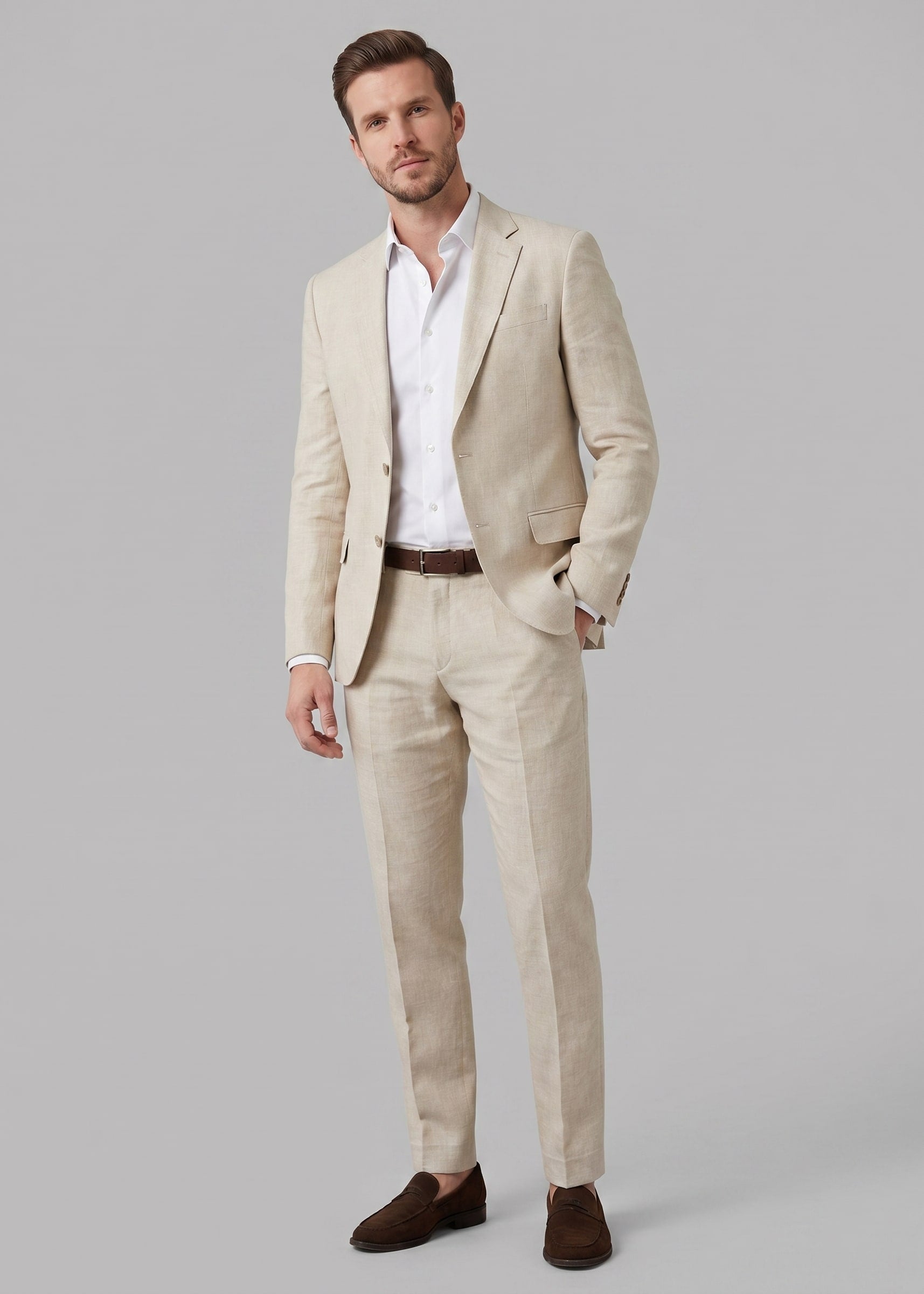 Herren Leinenanzug Tailored Fit mit Reverskragen | Bastian