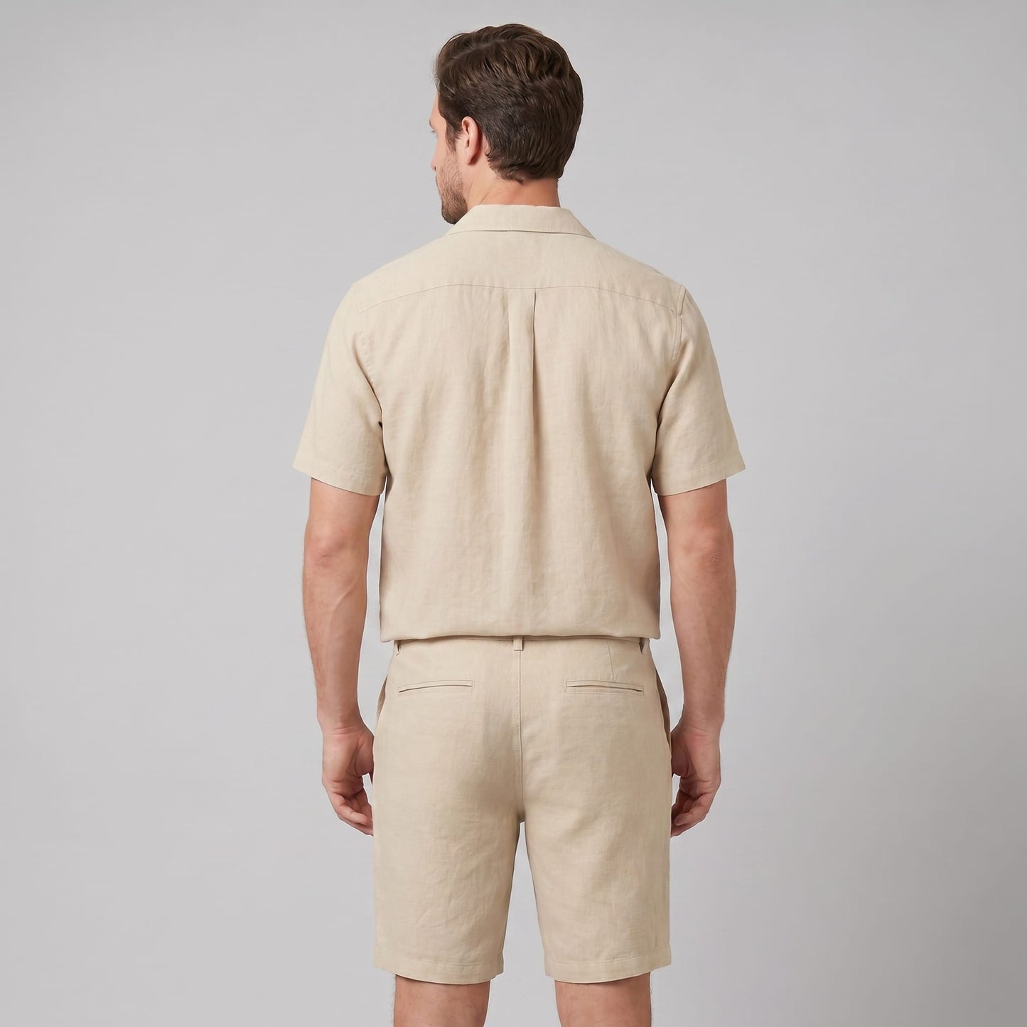 Herren Leinenset mit Kubakragen und Brusttasche | Aribert_13