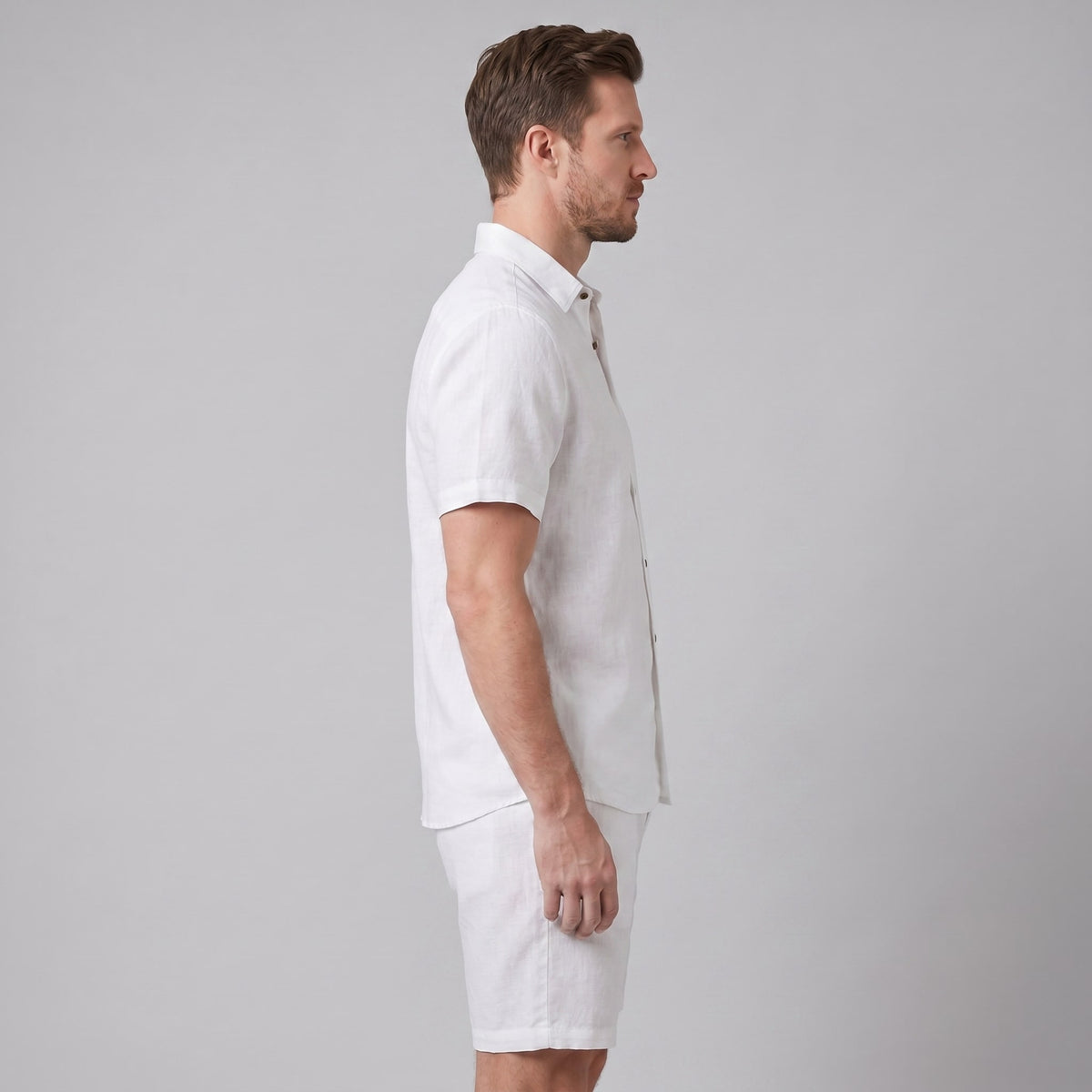 Herren Leinenset mit Kubakragen und Brusttasche | Aribert_17