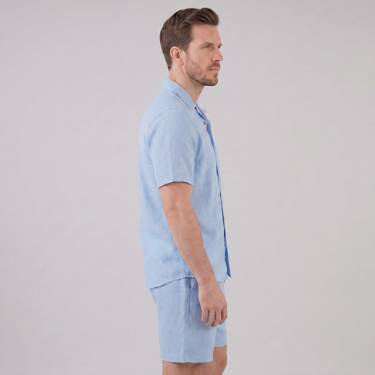 Herren Leinenset mit Kubakragen und Brusttasche | Aribert_27