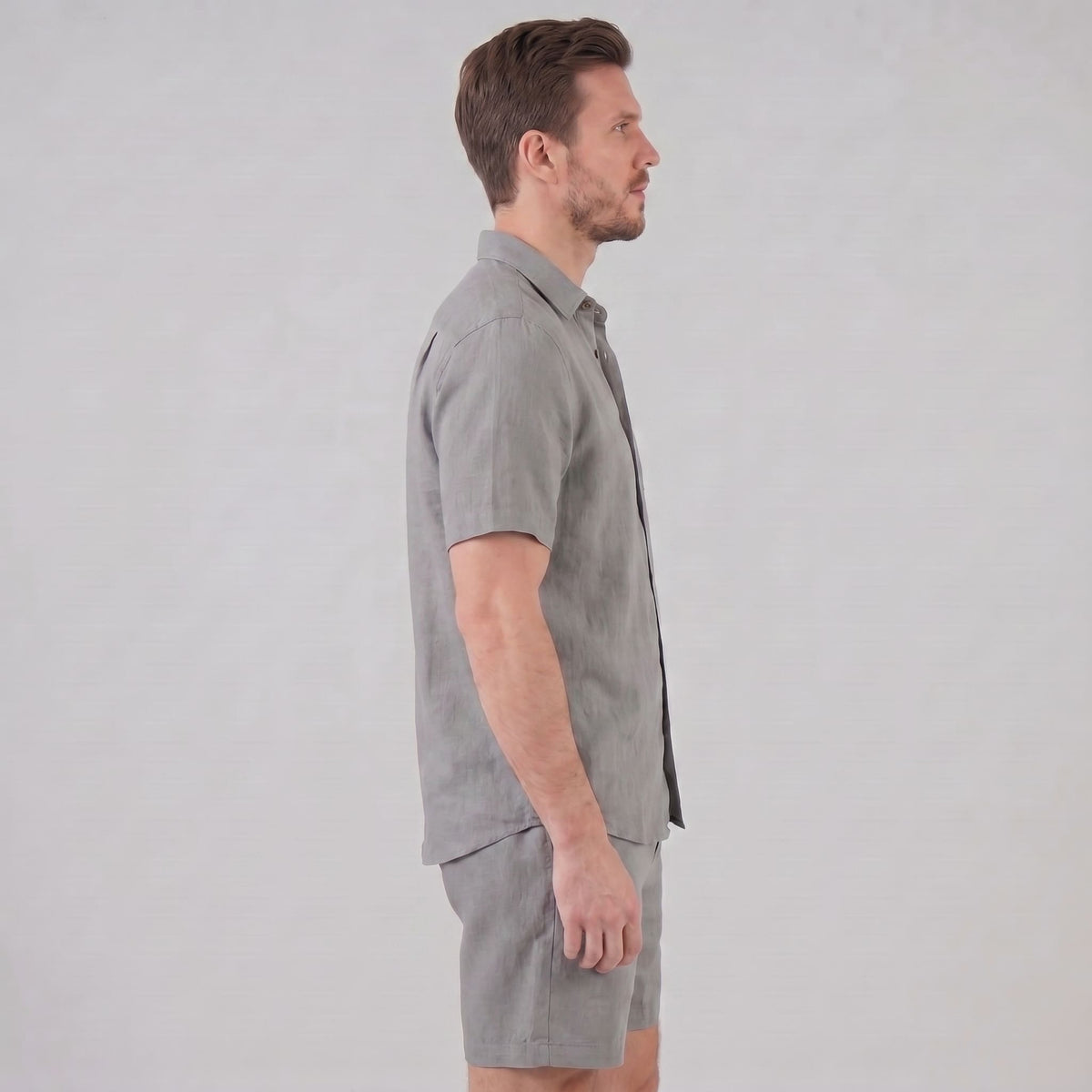 Herren Leinenset mit Kubakragen und Brusttasche | Aribert_7