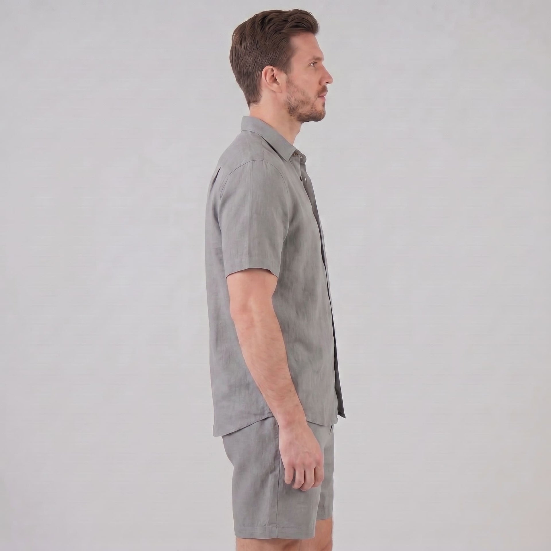 Herren Leinenset mit Kubakragen und Brusttasche | Aribert