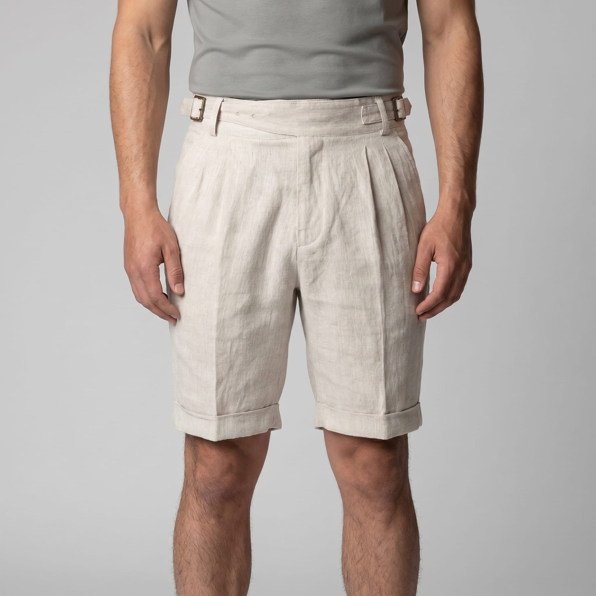 Herren Leinenshorts mit Schnallenbund | Pius