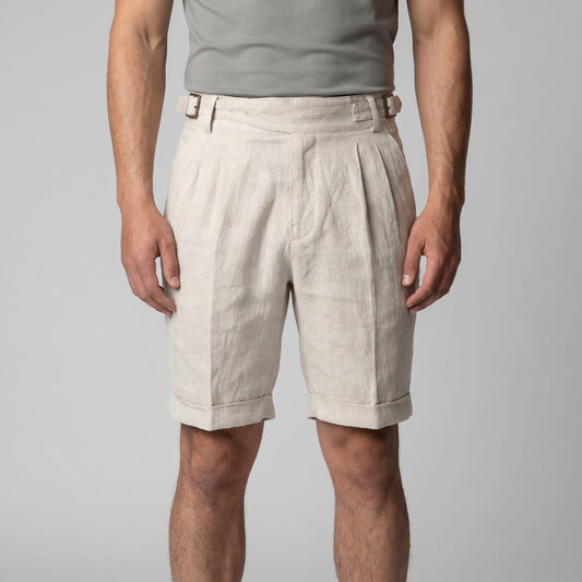 Herren Leinenshorts mit Schnallenbund | Pius_1