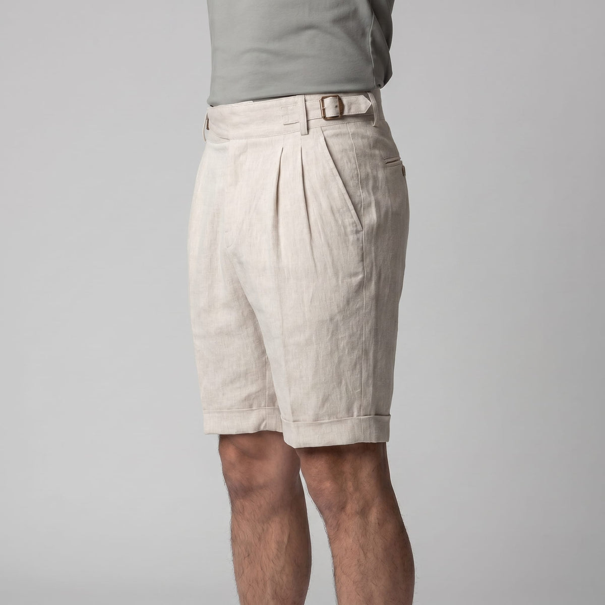 Herren Leinenshorts mit Schnallenbund | Pius_2