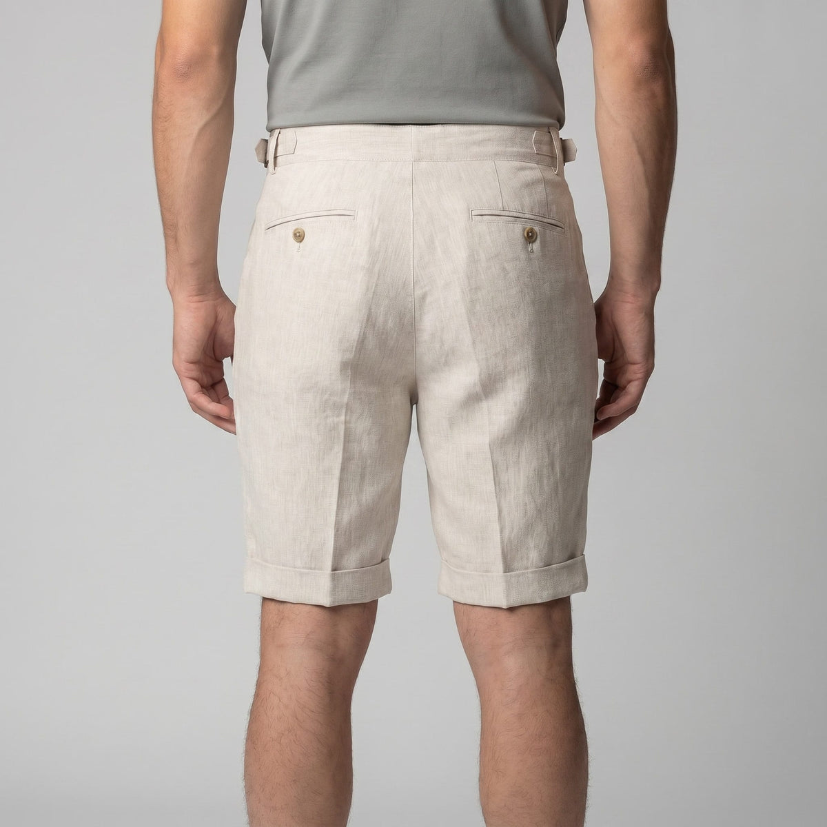 Herren Leinenshorts mit Schnallenbund | Pius_3