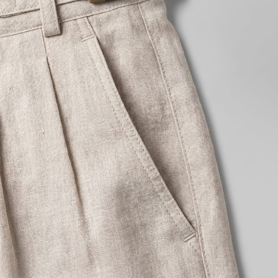 Herren Leinenshorts mit Schnallenbund | Pius