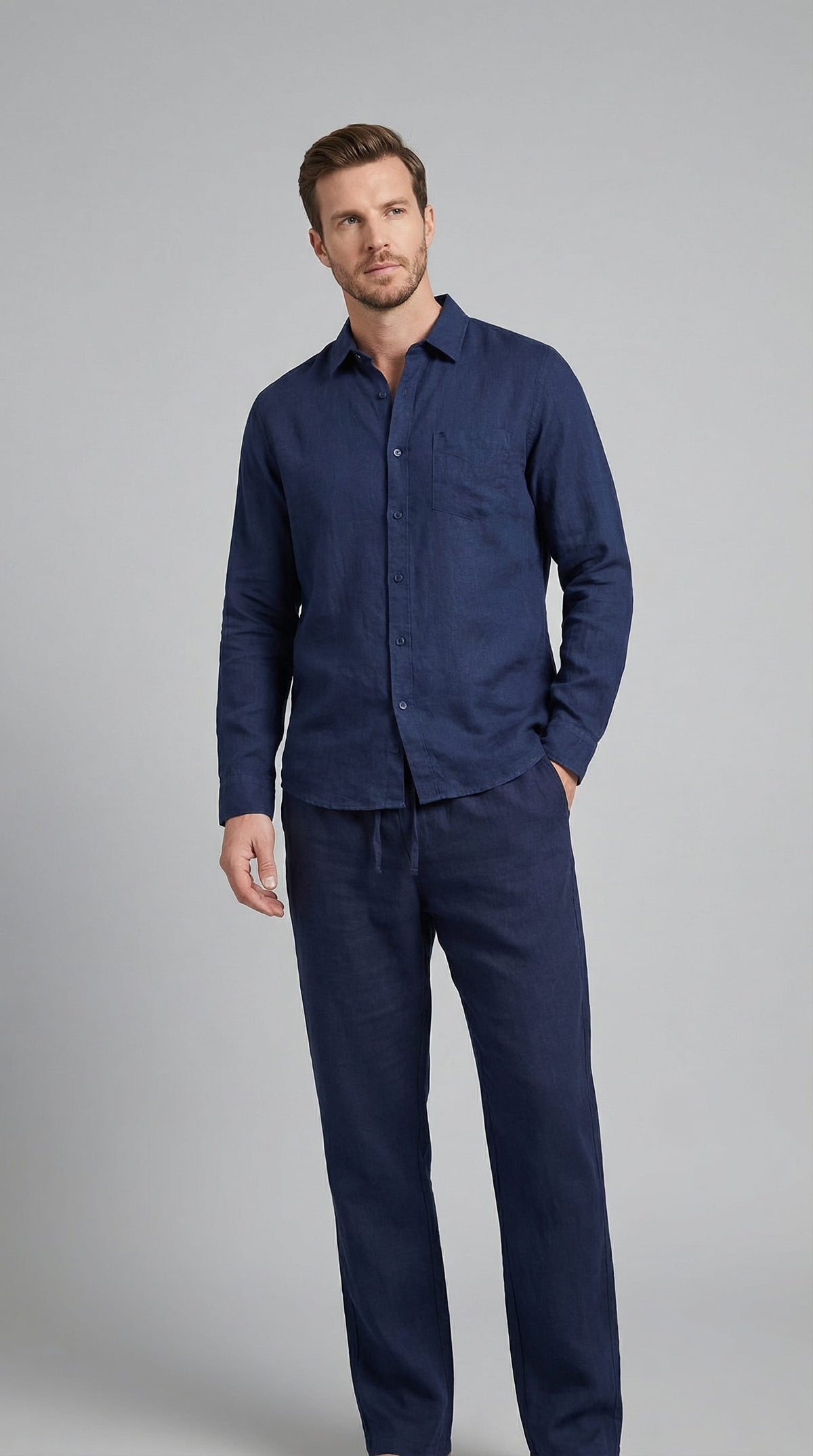 Herren Leinenset Slim Fit mit Kentkragen | Benedikt