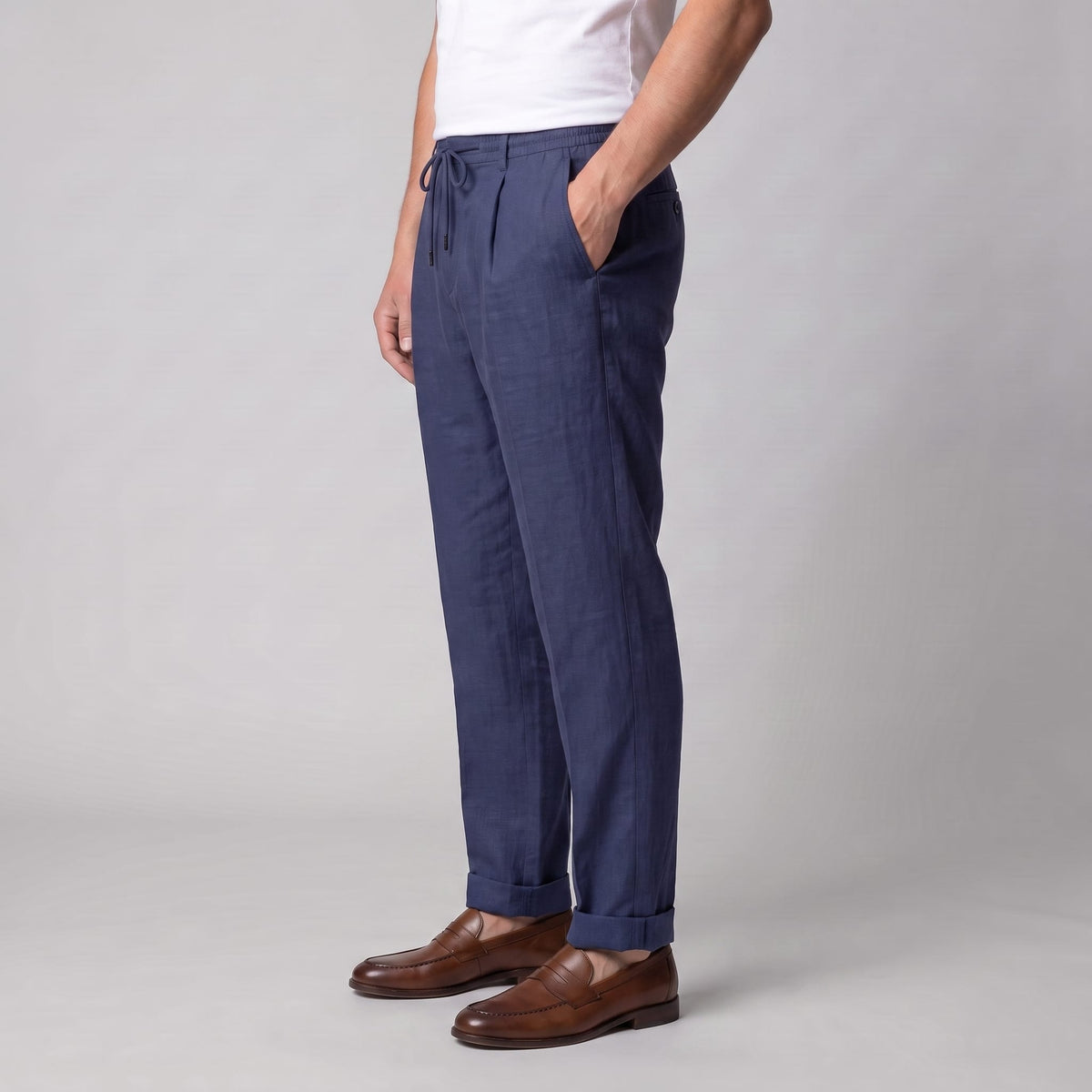 Herren Leinenhose mit Bundfalte und Kordelzug | Willi_10