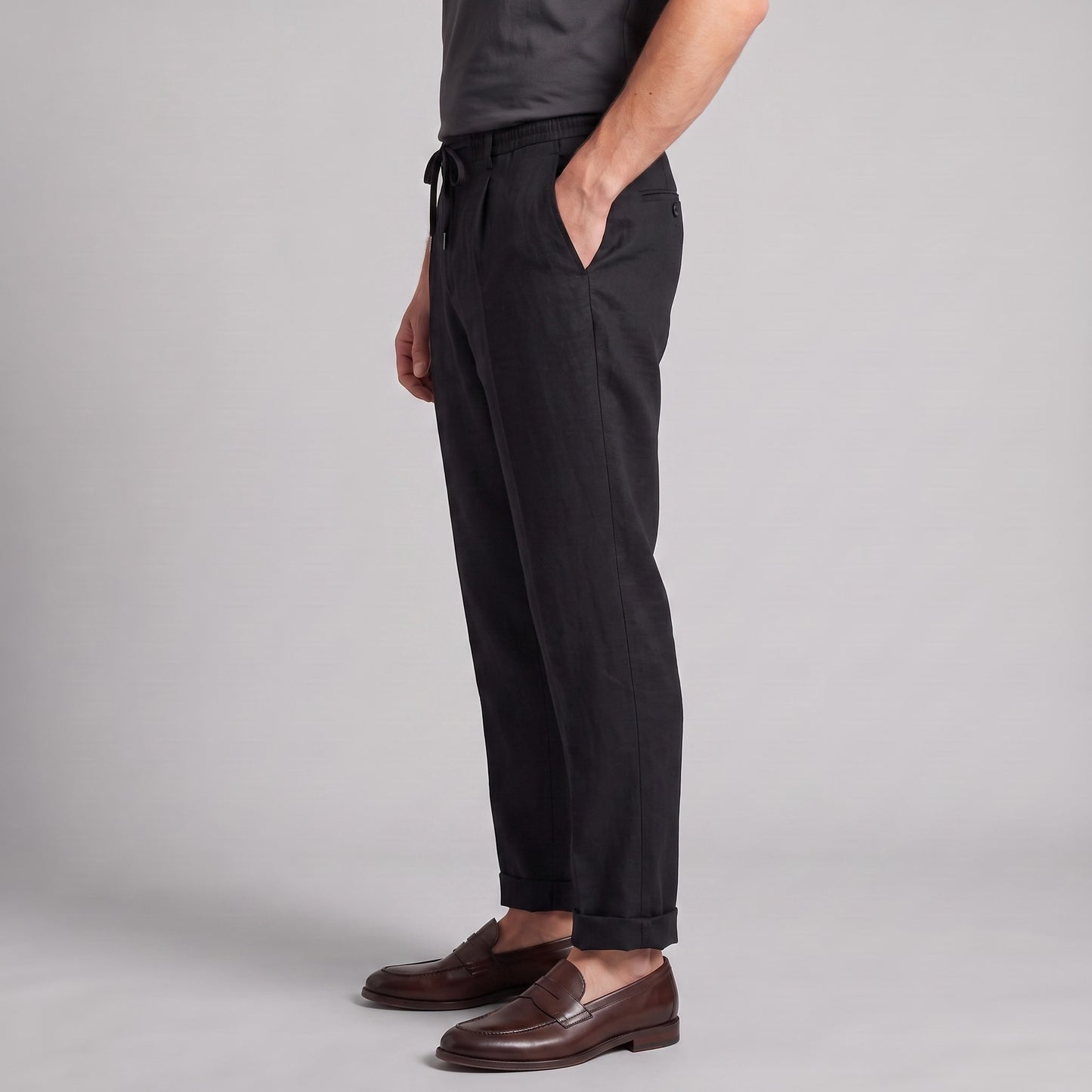 Herren Leinenhose mit Bundfalte und Kordelzug | Willi_16