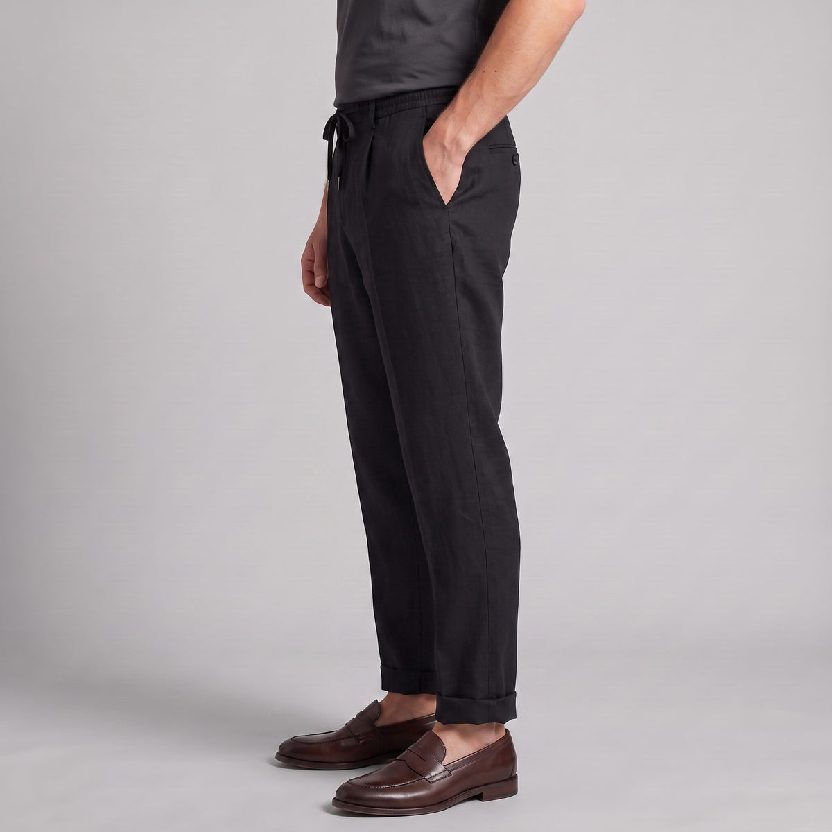Herren Leinenhose mit Bundfalte und Kordelzug | Willi
