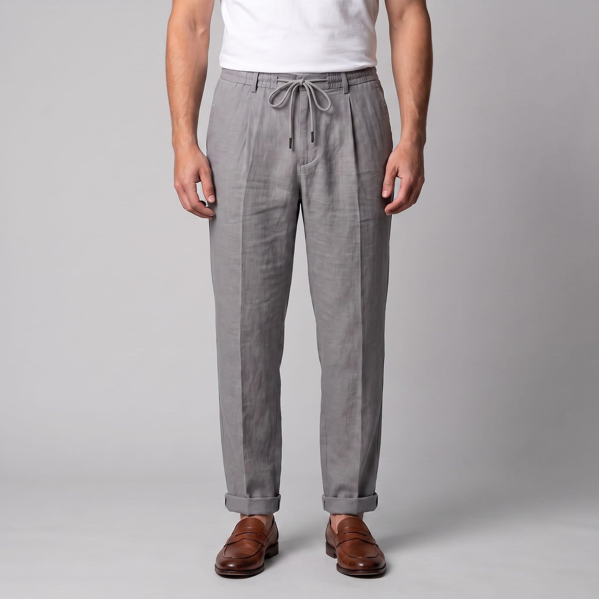 Herren Leinenhose mit Bundfalte und Kordelzug | Willi