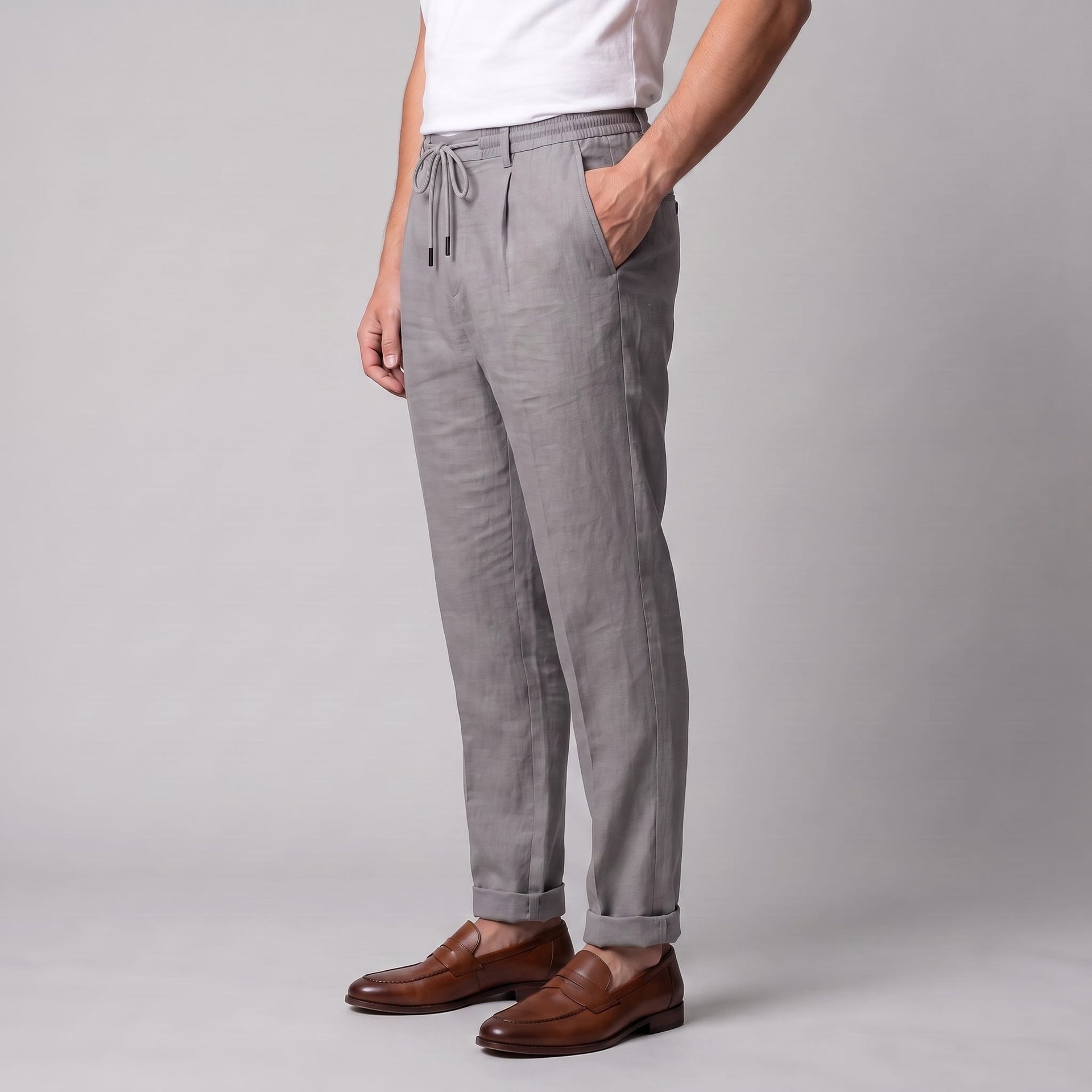 Herren Leinenhose mit Bundfalte und Kordelzug | Willi