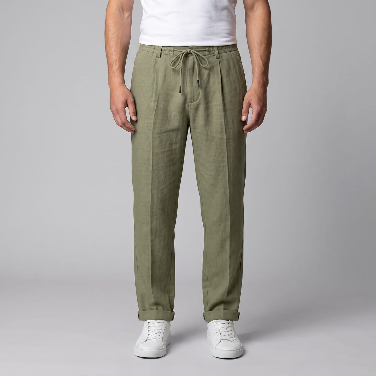 Herren Leinenhose mit Bundfalte und Kordelzug | Willi