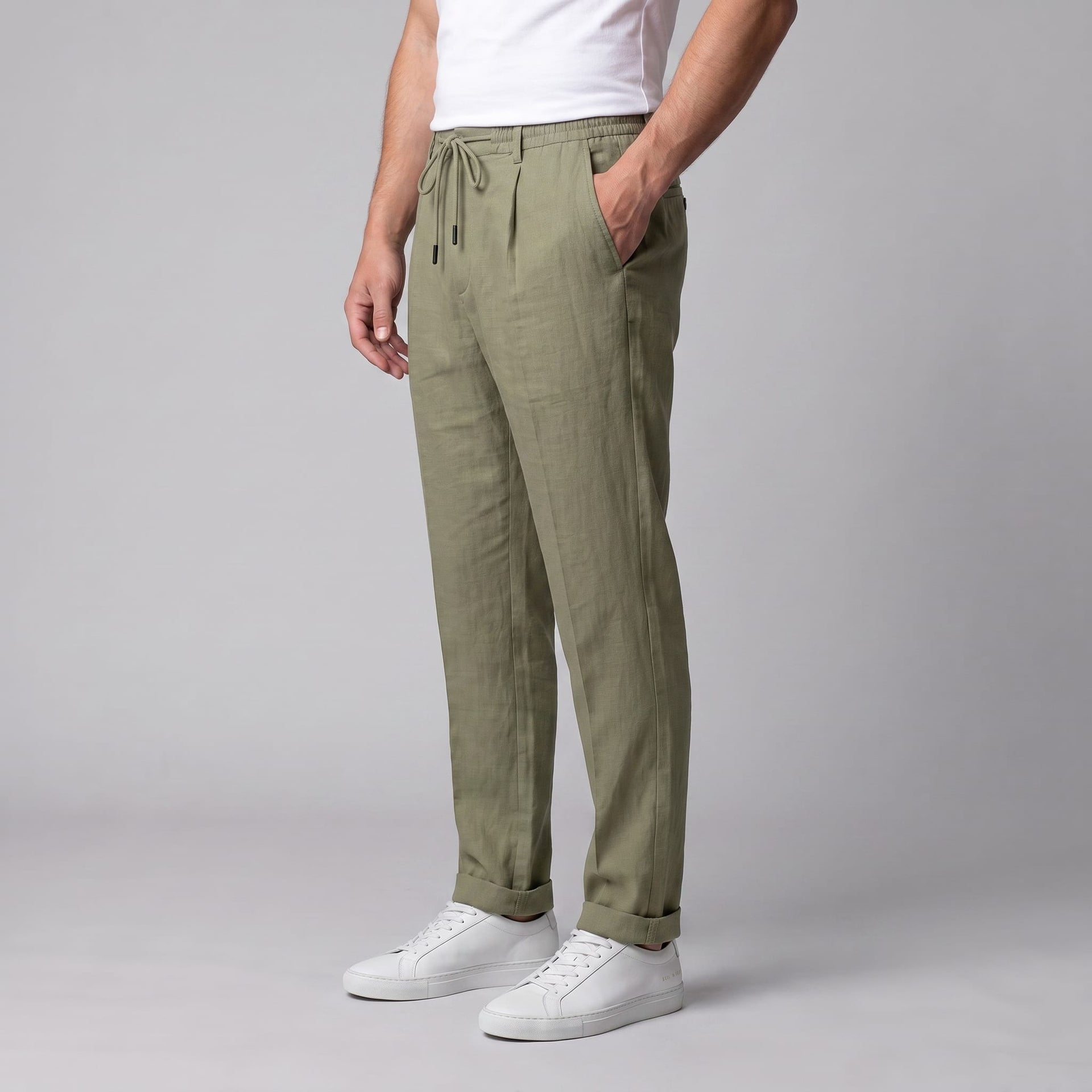 Herren Leinenhose mit Bundfalte und Kordelzug | Willi