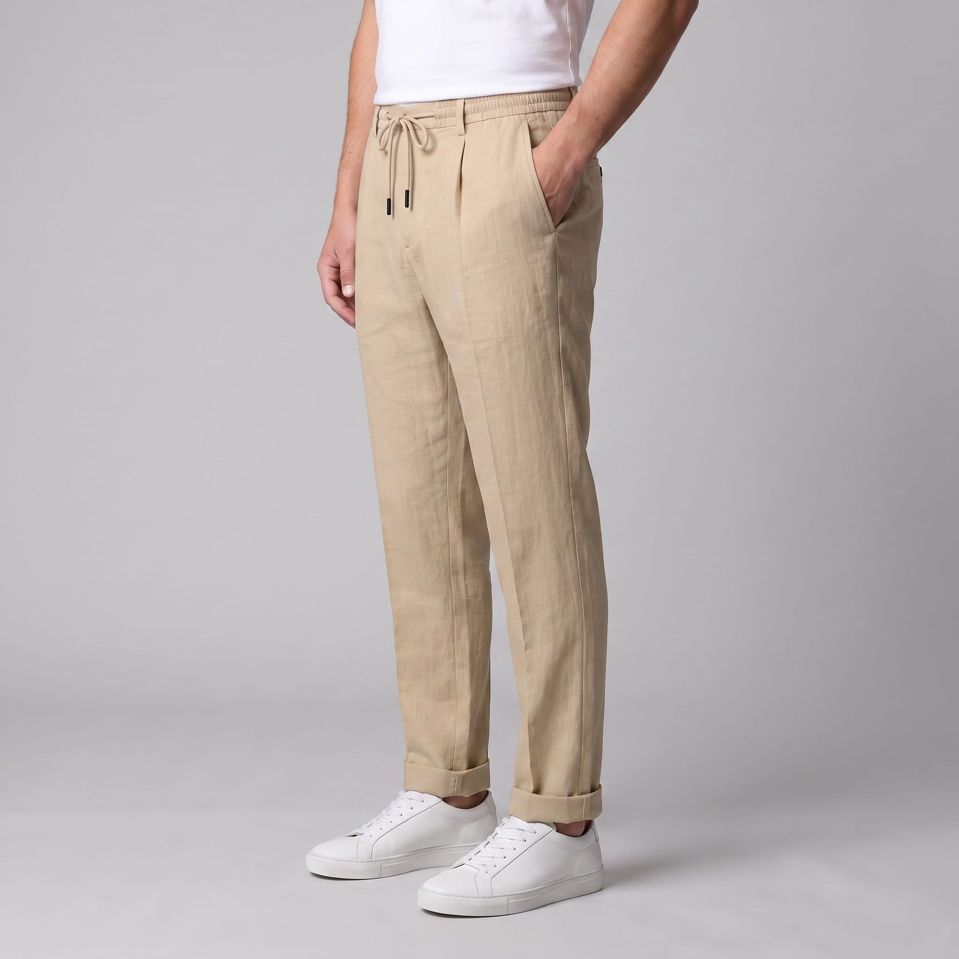 Herren Leinenhose mit Bundfalte und Kordelzug | Willi