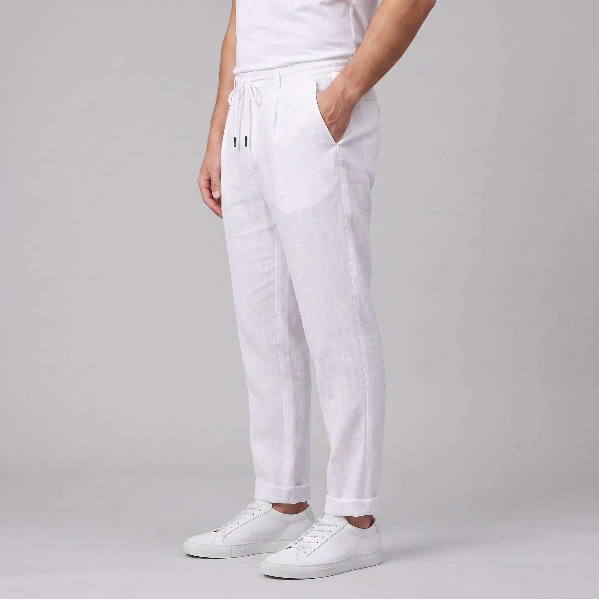Herren Leinenhose mit Bundfalte und Kordelzug | Willi