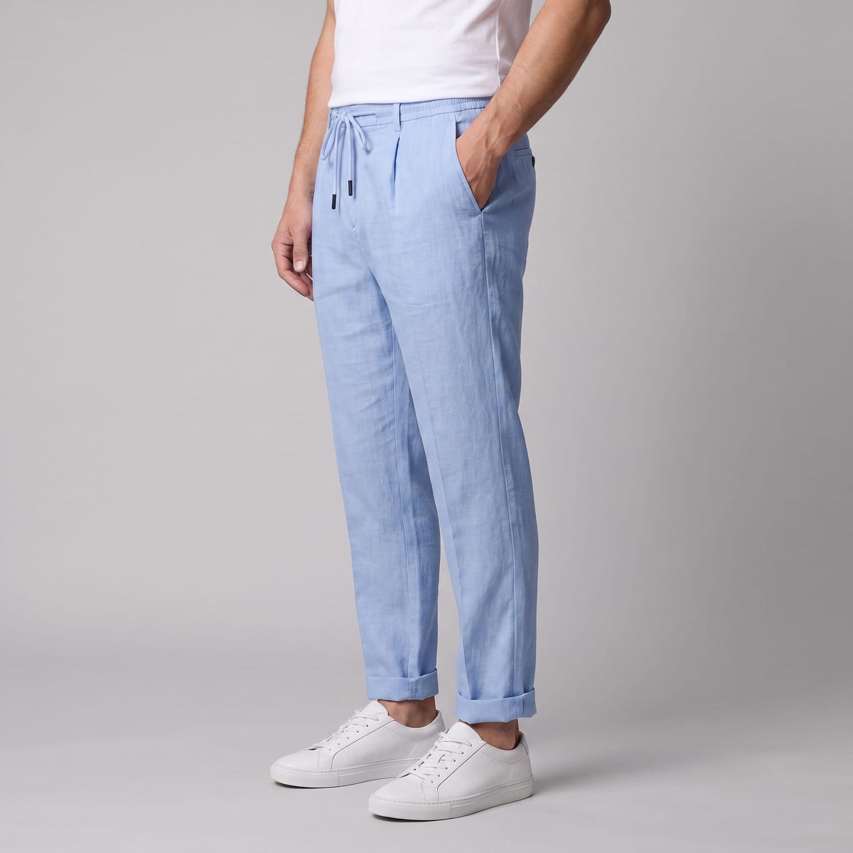Herren Leinenhose mit Bundfalte und Kordelzug | Willi