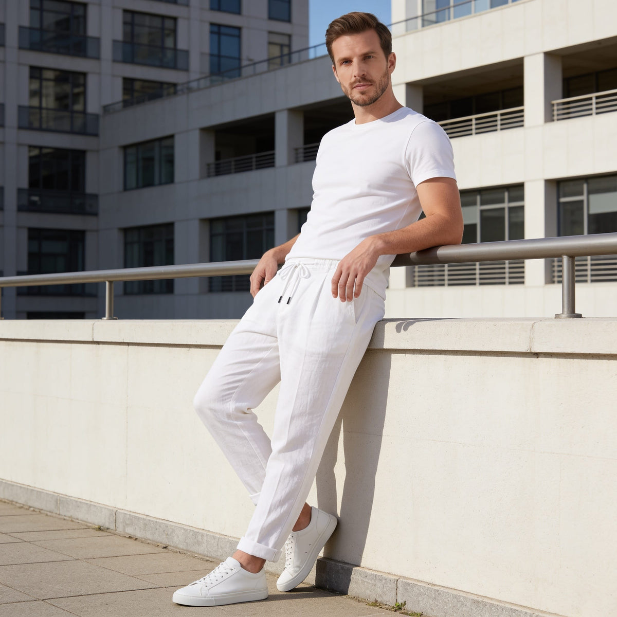 Herren Leinenhose mit Bundfalte und Kordelzug | Willi