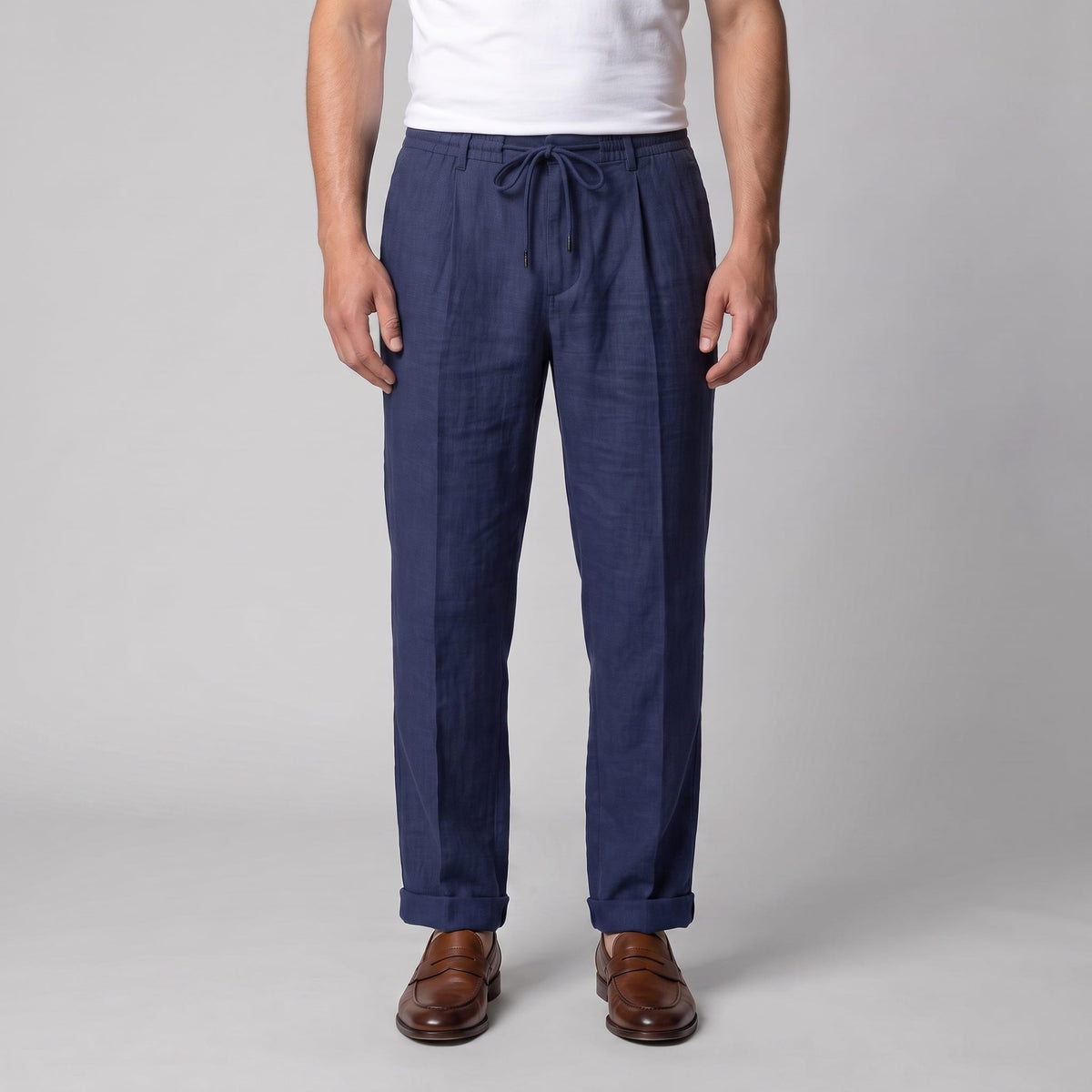 Herren Leinenhose mit Bundfalte und Kordelzug | Willi