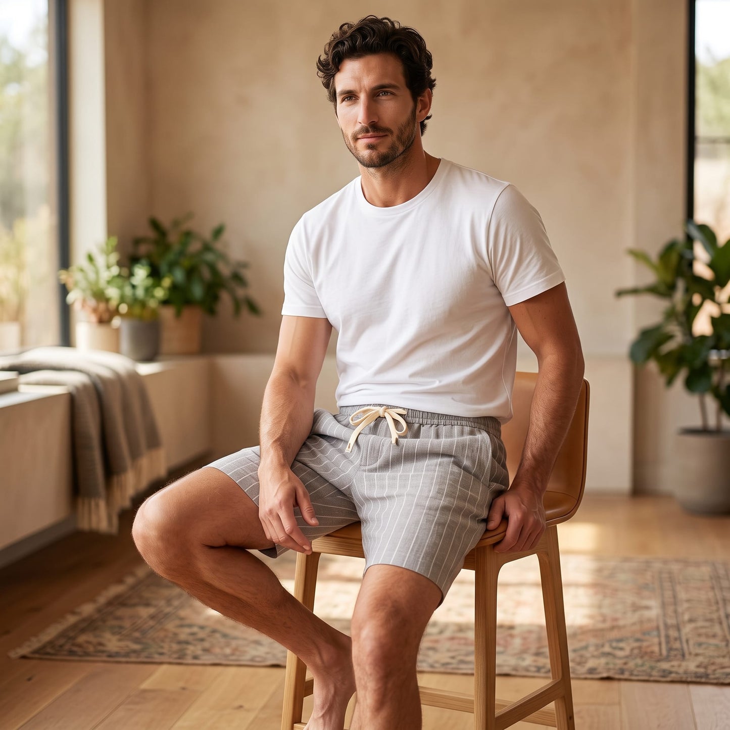 Herren Leinenshorts mit Nadelstreifen | Reimund_12