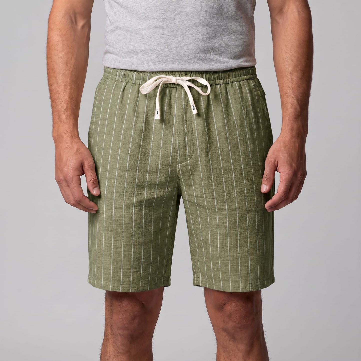 Herren Leinenshorts mit Nadelstreifen | Reimund_13