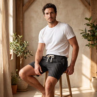 Herren Leinenshorts mit Nadelstreifen | Reimund