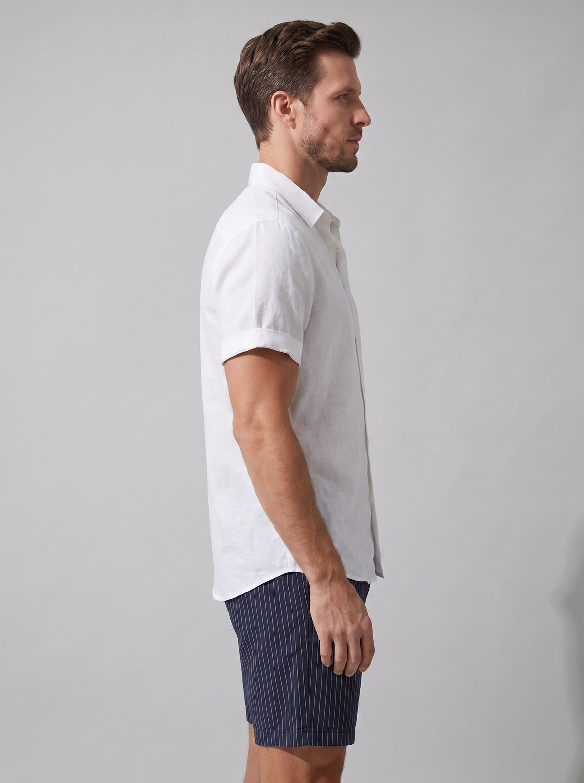 Herren Leinenhemd mit Streifenshorts | Bernhard
