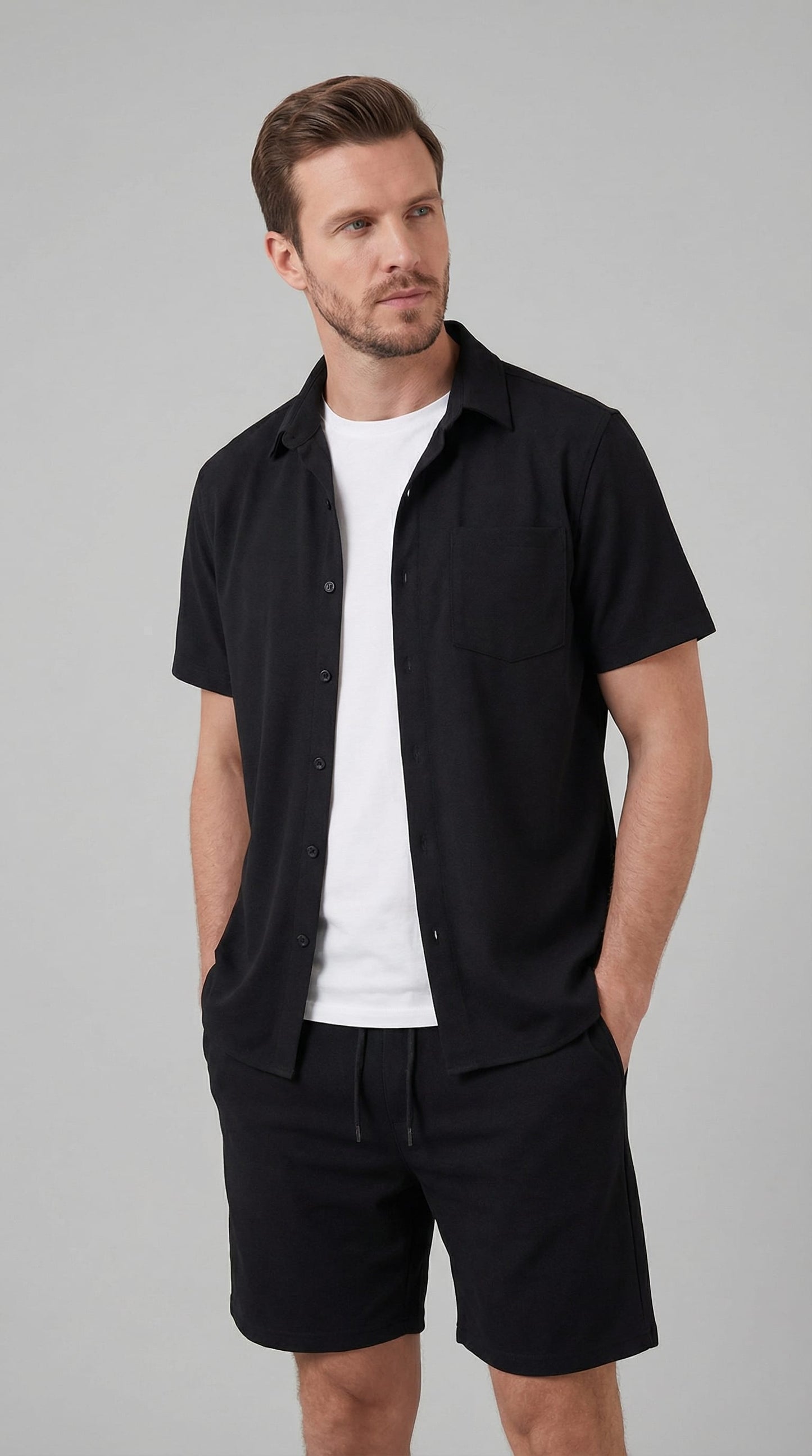 Herren Cordset Kurzarmhemd und Shorts | Bertram_6