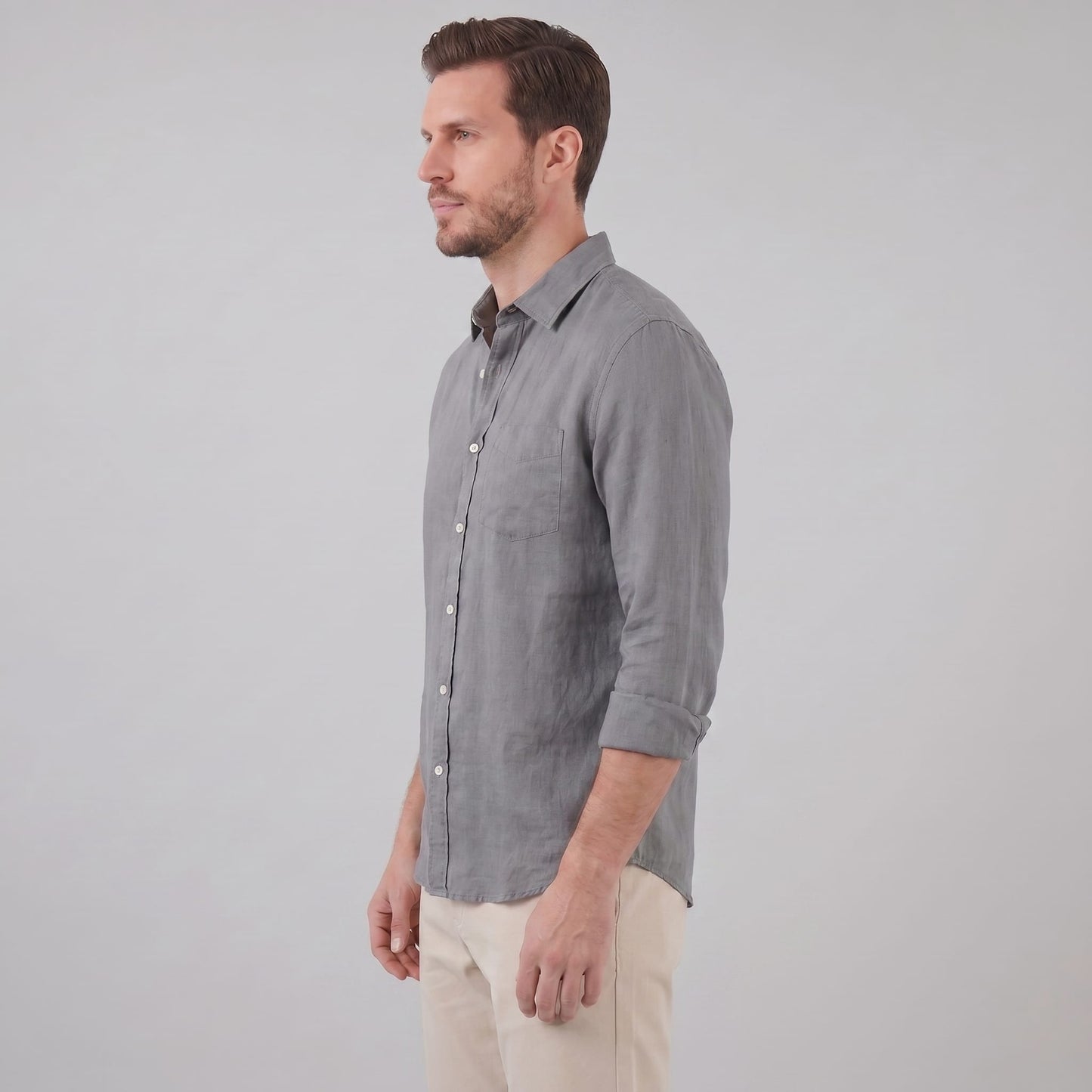 Herren Leinenhemd Button-Down mit Brusttasche | Hartmut_13