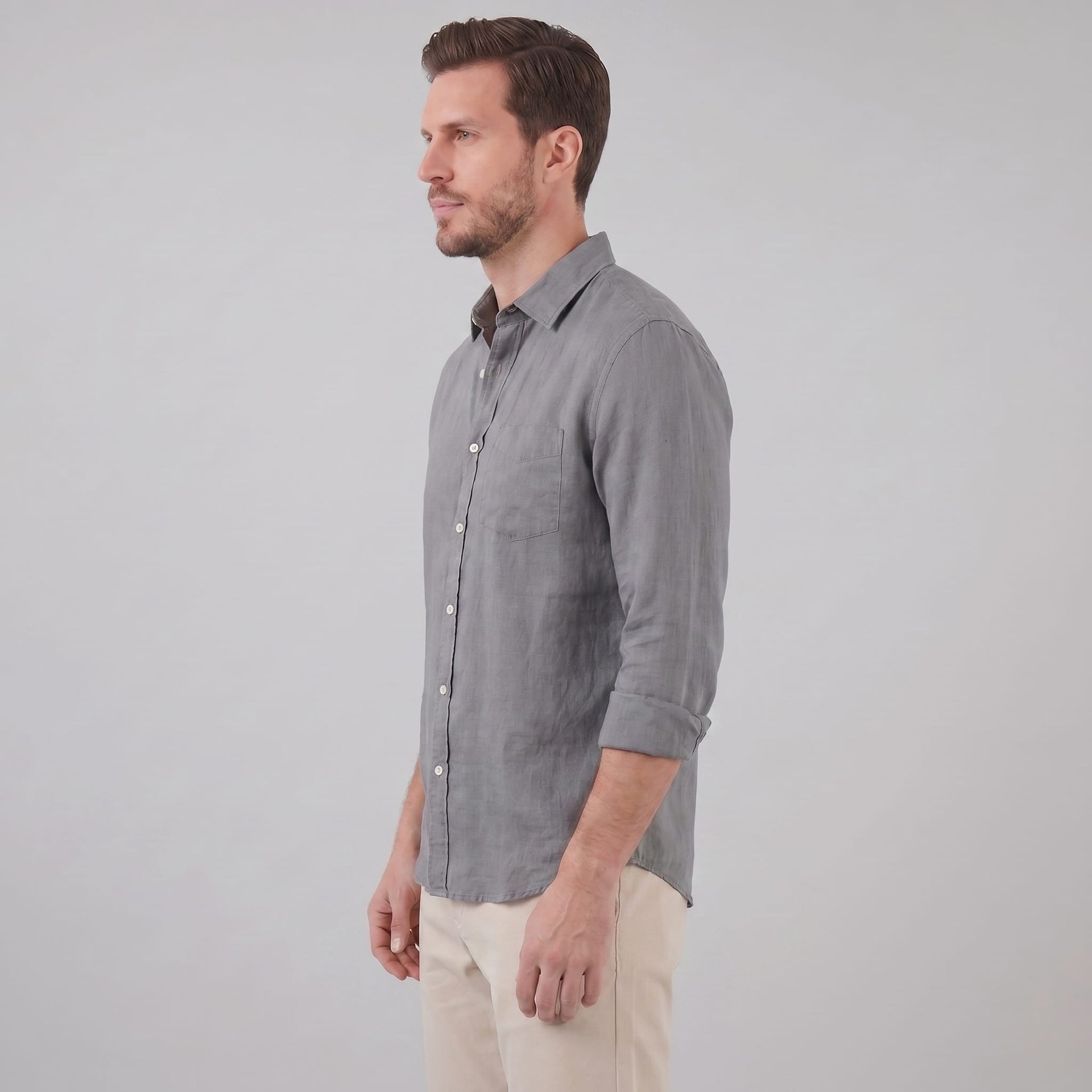 Herren Leinenhemd Button-Down mit Brusttasche | Hartmut