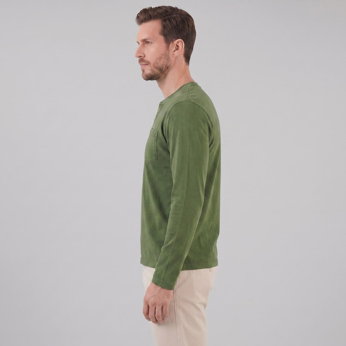 Herren Henleyshirt Langarm mit Brusttasche | Helge