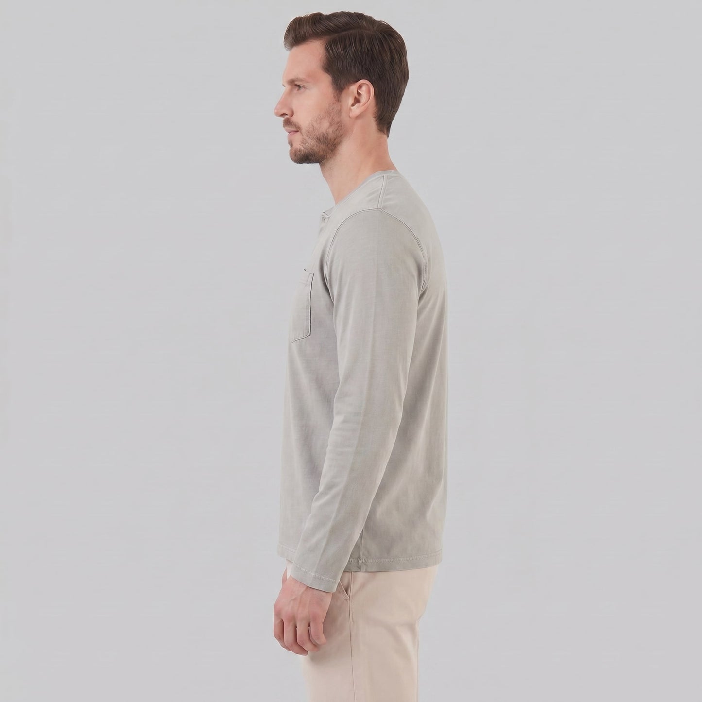 Herren Henleyshirt Langarm mit Brusttasche | Helge_18