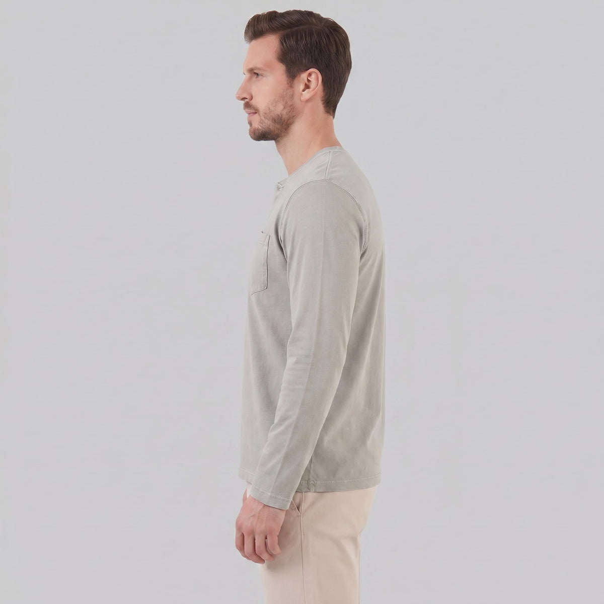 Herren Henleyshirt Langarm mit Brusttasche | Helge