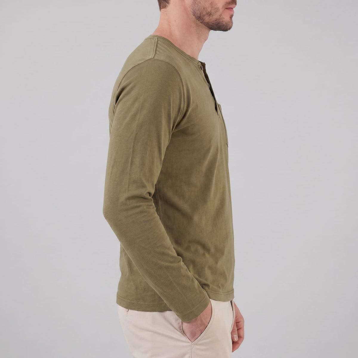 Herren Henleyshirt Langarm mit Brusttasche | Helge_22