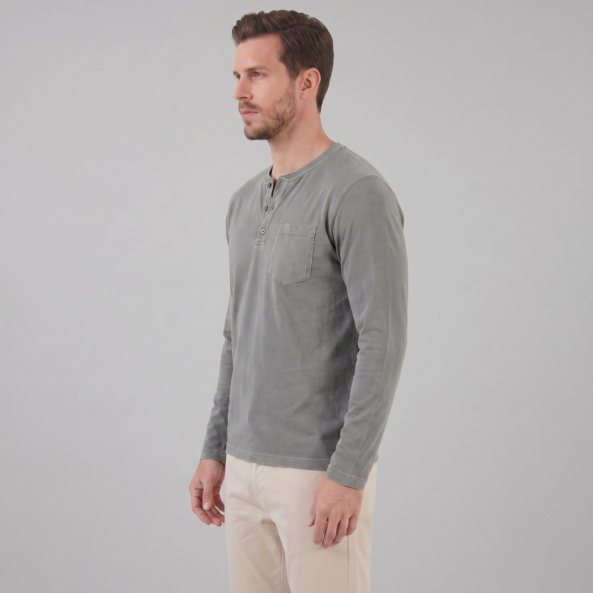 Herren Henleyshirt Langarm mit Brusttasche | Helge_25