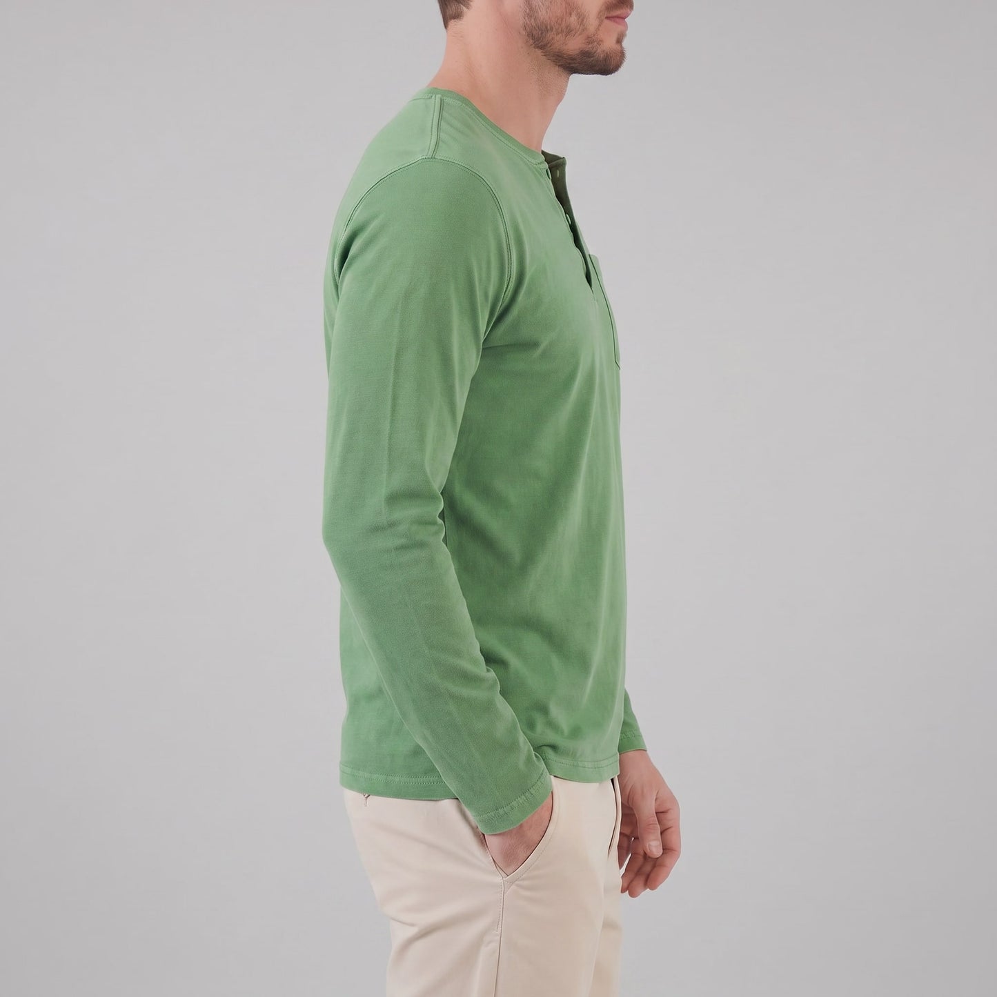 Herren Henleyshirt Langarm mit Brusttasche | Helge_29