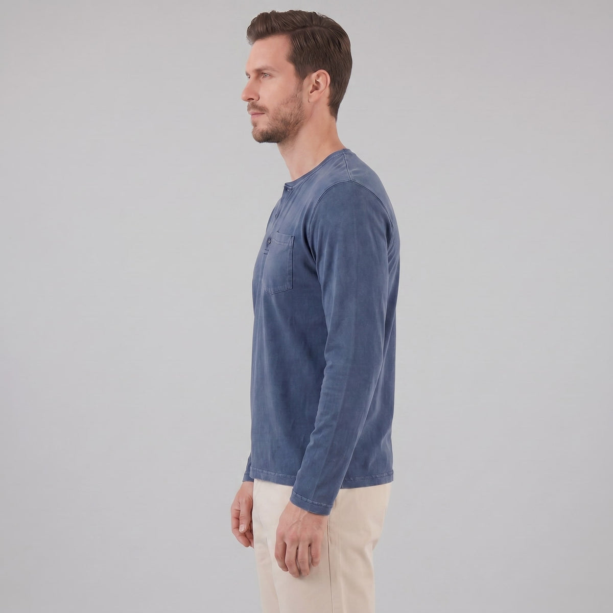 Herren Henleyshirt Langarm mit Brusttasche | Helge_6