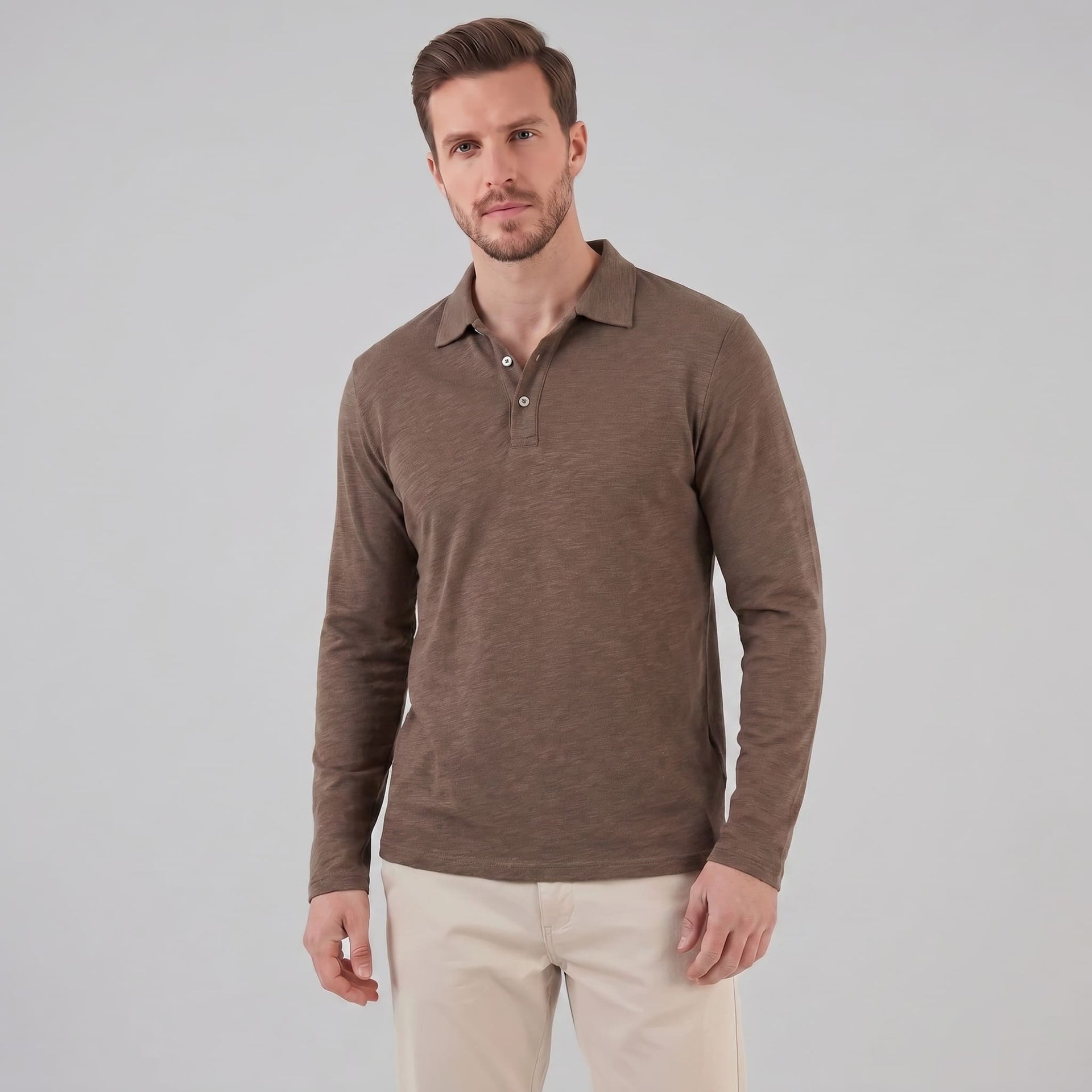 Herren Langarm-Poloshirt mit Knopfleiste | Lukas