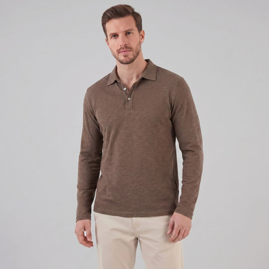 Herren Langarm-Poloshirt mit Knopfleiste | Lukas_1