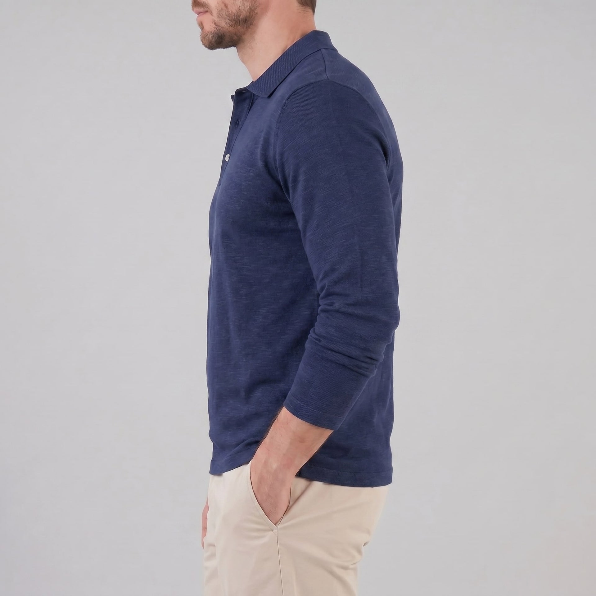 Herren Langarm-Poloshirt mit Knopfleiste | Lukas