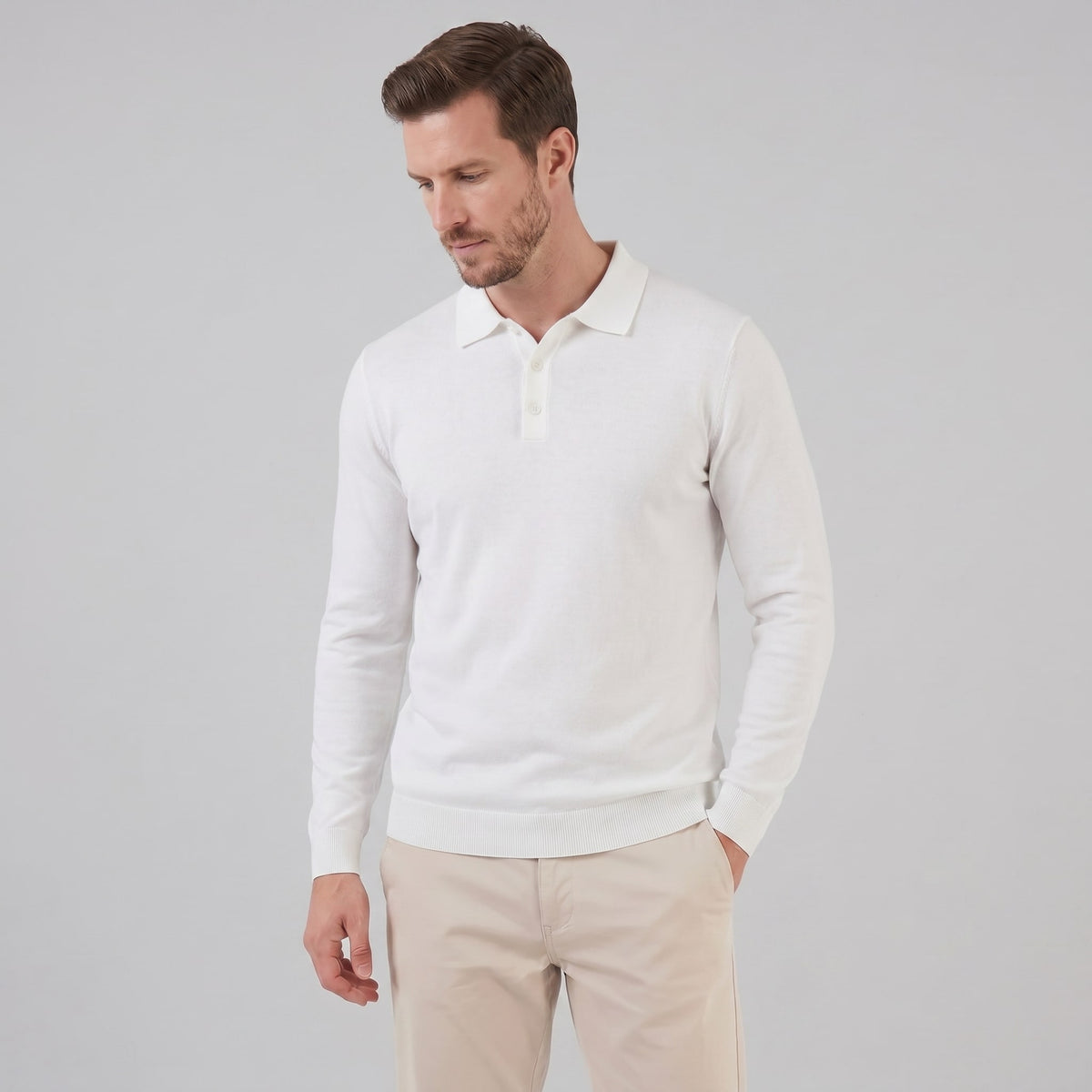 Herren Langarm-Poloshirt mit Knopfleiste | Lukas