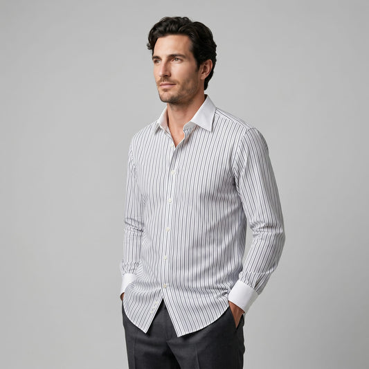 Herren Streifenhemd Slim Fit mit Umschlagmanschette | Hilmar_1
