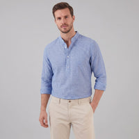 Herren Streifenhemd Henley mit Stehkragen | Horst