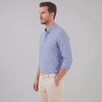 Herren Streifenhemd Henley mit Stehkragen | Horst